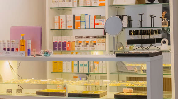 Detalhe do espaço de estética em Campinas
